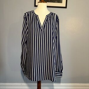 F&F Navy and White Striped Blouse